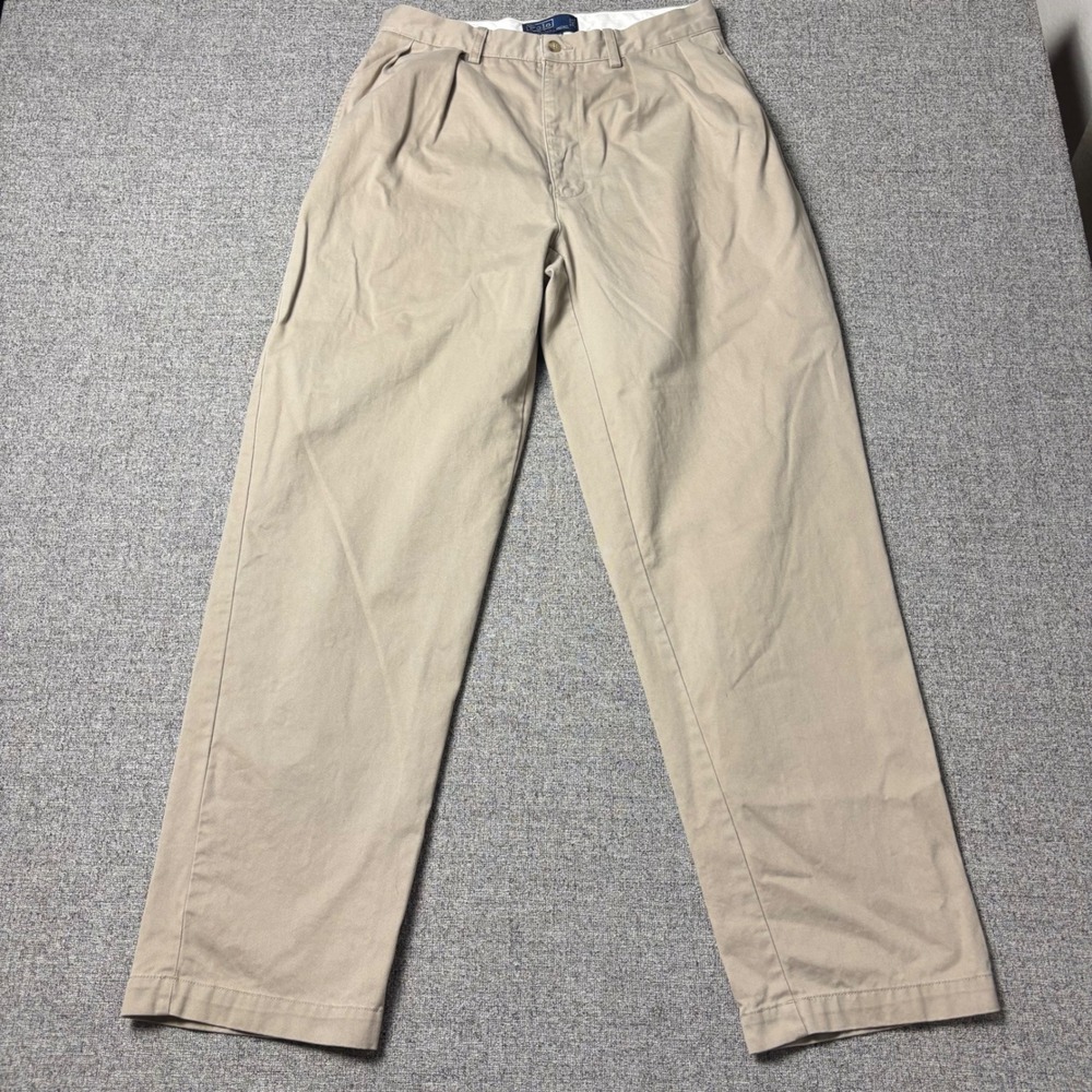Polo Ralph Lauren Pants Mens 32x32 Andrew Pant Khaki Pleated Chino Cotton